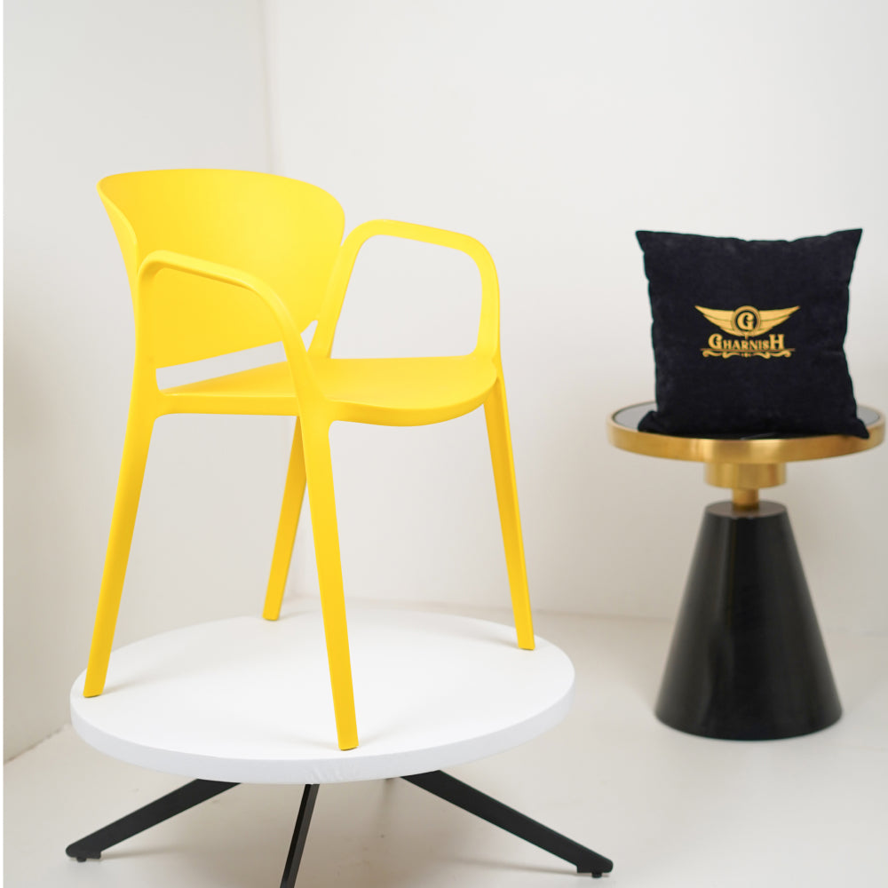 Hangy PVC Cafe Chairs With Arm Rest Yellow