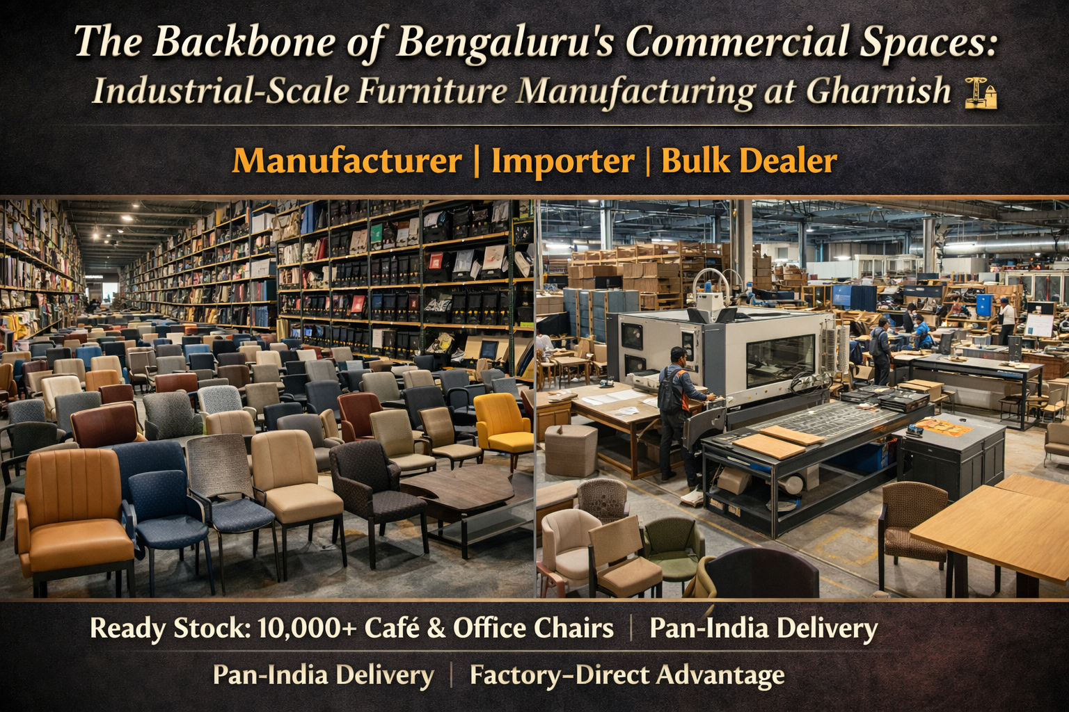 The Backbone of Bengaluru’s Commercial Spaces: Industrial-Scale Furniture Manufacturing at Gharnish 🏗️🏭