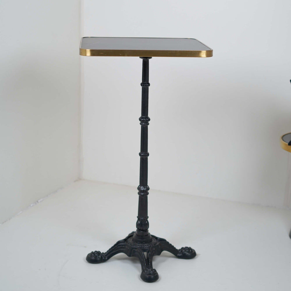 4 Leg Cast Iron Bar Table Base Tile Top With Gold Metal Edge Banding