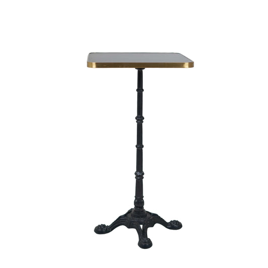 4 Leg Cast Iron Bar Table Base Tile Top With Gold Metal Edge Banding