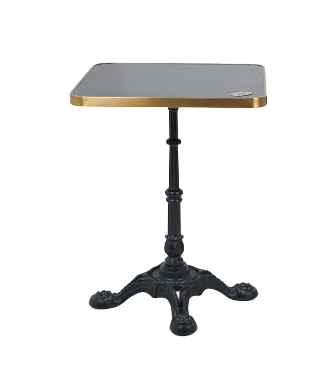 4 Leg Cast Iron Table Base Tile Top With Gold Metal Edge Banding