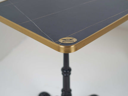 4 Leg Cast Iron Table Base Tile Top With Gold Metal Edge Banding