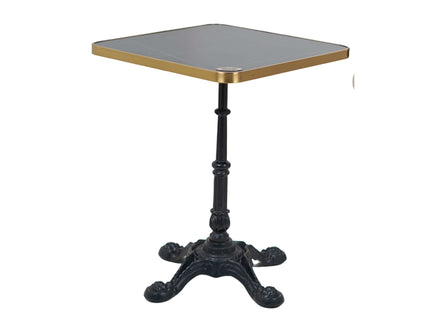 4 Leg Cast Iron Table Base Tile Top With Gold Metal Edge Banding