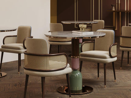 Aroma Luxury Restaurant Wooden Dining Chairs With Cane