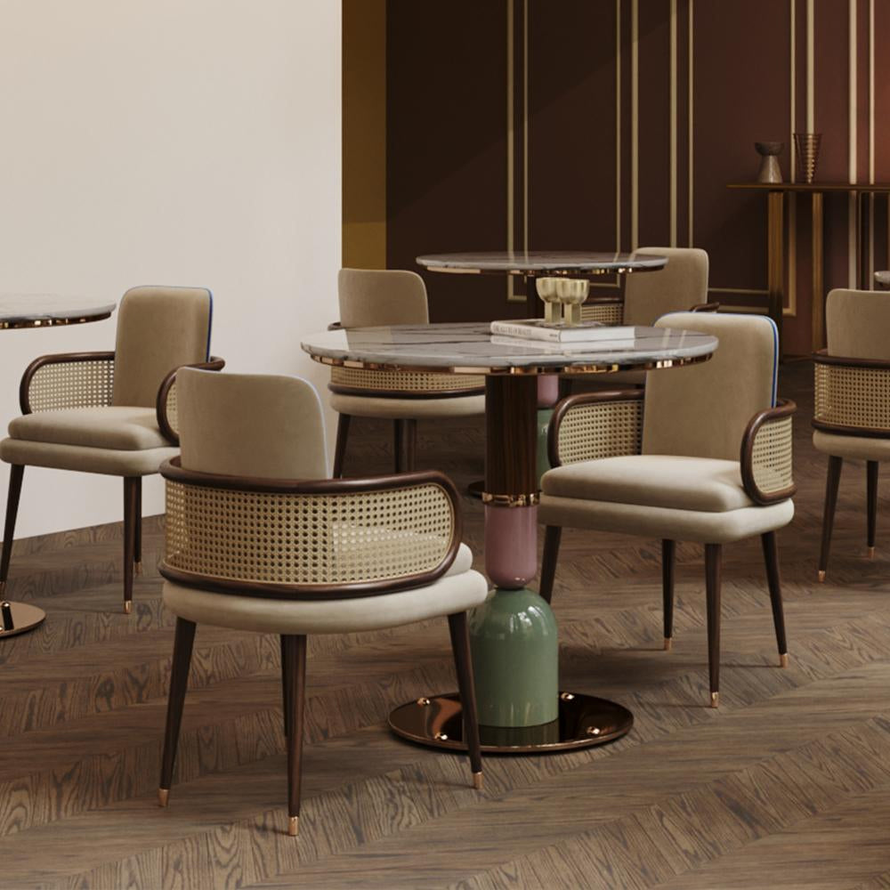 Aroma Luxury Restaurant Wooden Dining Chairs With Cane