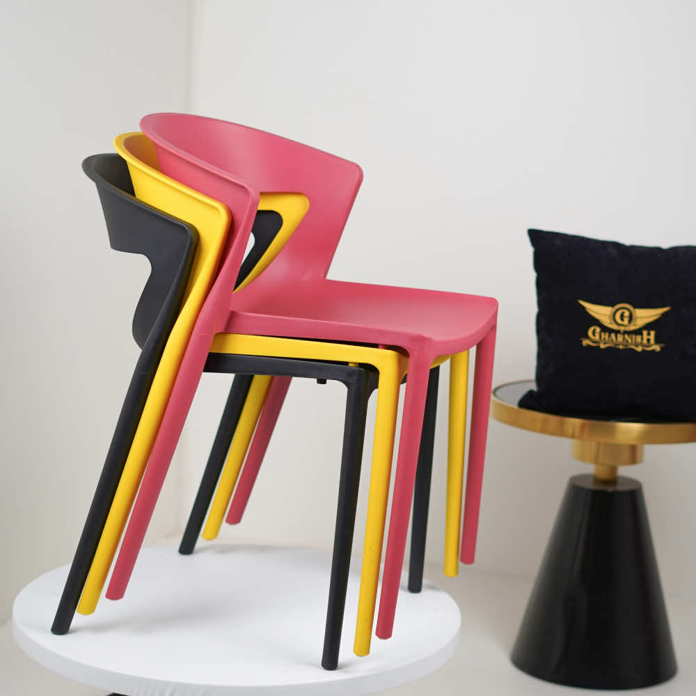 Aura Red Plastic Cafe Chairs Premium