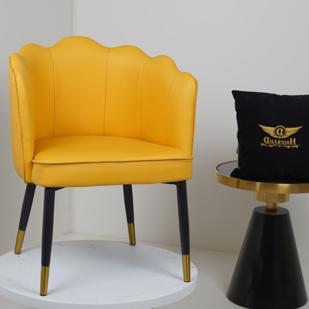 Bounce Leather Yellow Dining Chairs for Restaurant