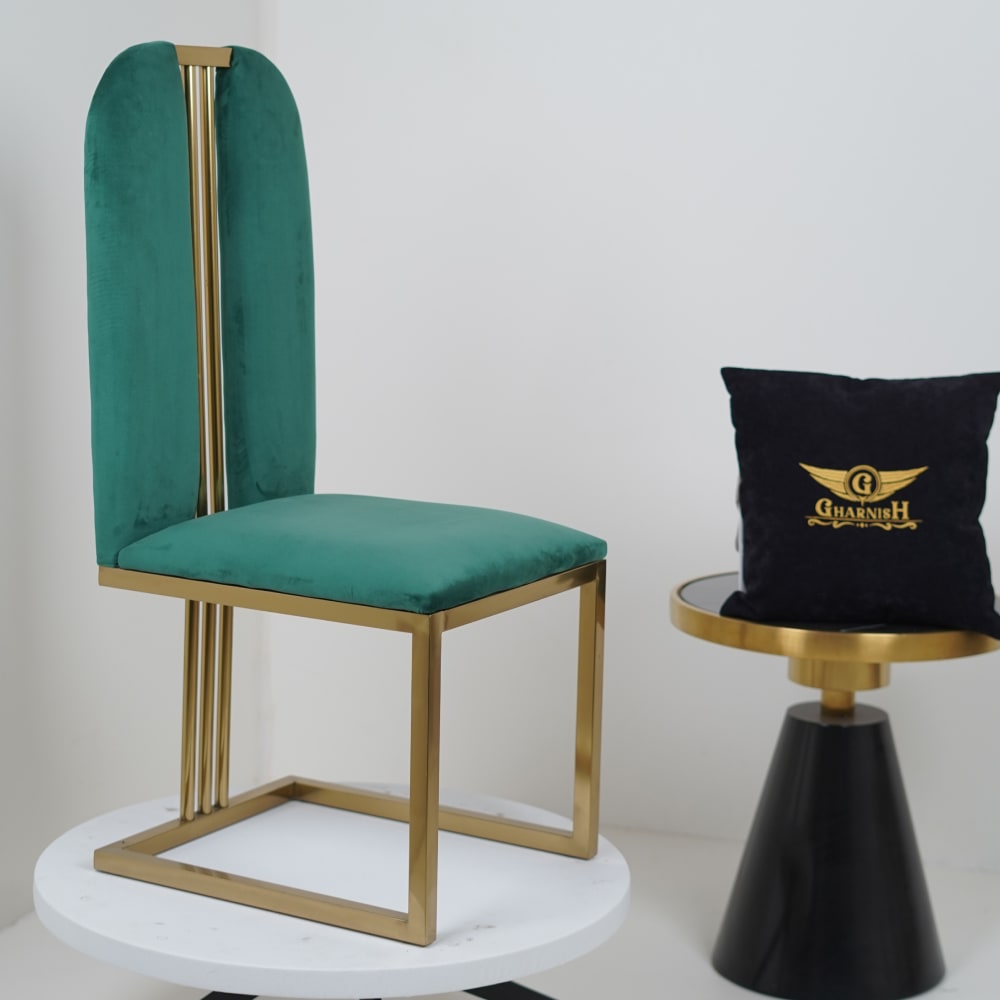 Castle Green Dining Chairs WIth Rose Gold PVD Coated Base