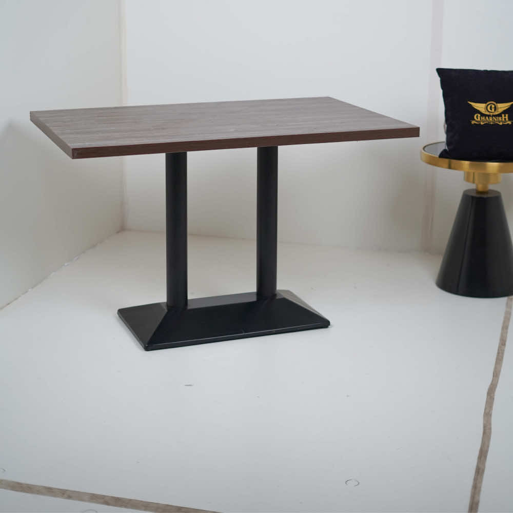 Diamond Box Double Pillar Table Base Brown Top