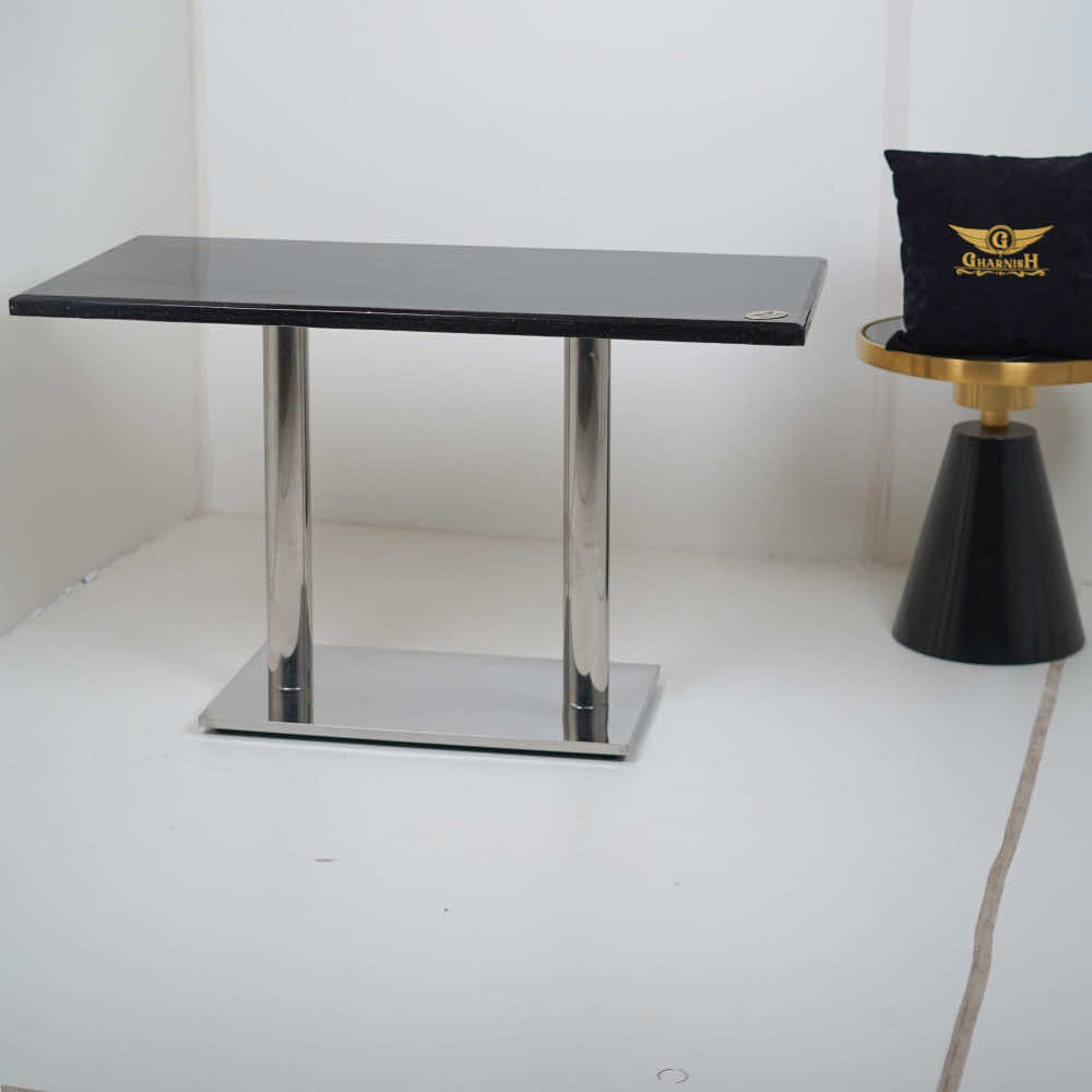 Ghana SS Double Pillar Table Base Black Top