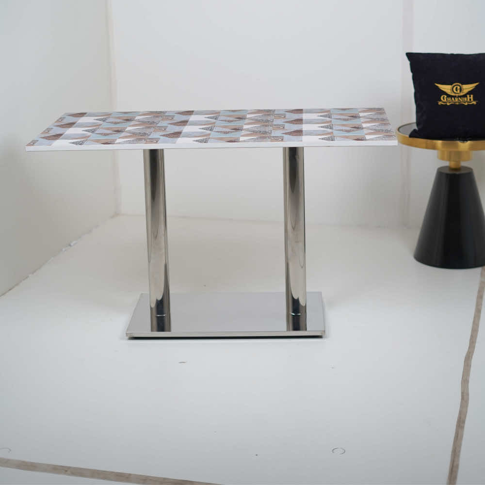 Ghana SS Double Pillar Table Base Designer Top