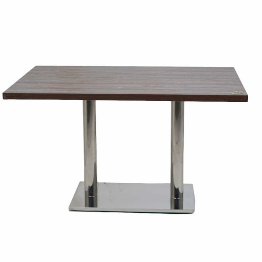 Ghana SS Double Pillar Table Base Walnut Top