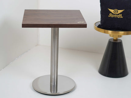 Ghana SS 2 Seater Table With Dark Walnut Top