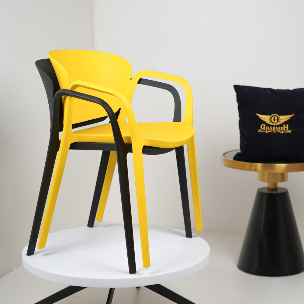 Hangy PVC Cafe Chairs With Arm Rest Black Color