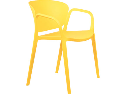 Hangy PVC Cafe Chairs With Arm Rest Yellow