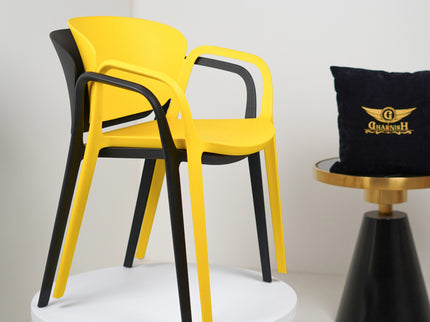 Hangy PVC Cafe Chairs With Arm Rest Yellow