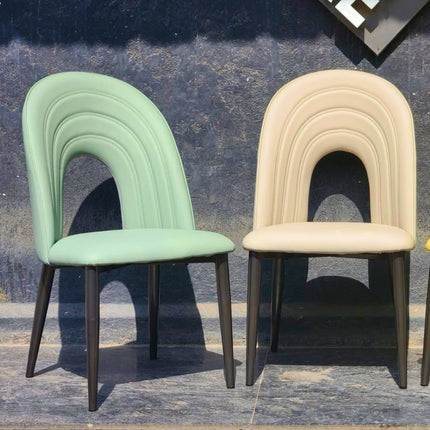 IG Half White Color Leather Dining Chair