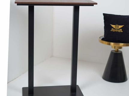 Icon MS Bar Height Double Pillar Table Base Walnut Top 4 Seater