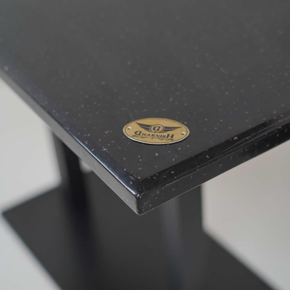 Icon MS Double Pillar 4 Seater Restaurant Table Base Black Top