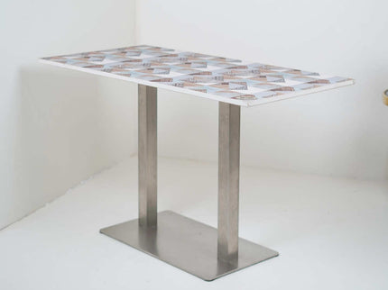 Icon SS Square 4 Seater Table With Designer Top