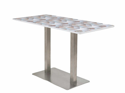 Icon SS Square 4 Seater Table With Designer Top