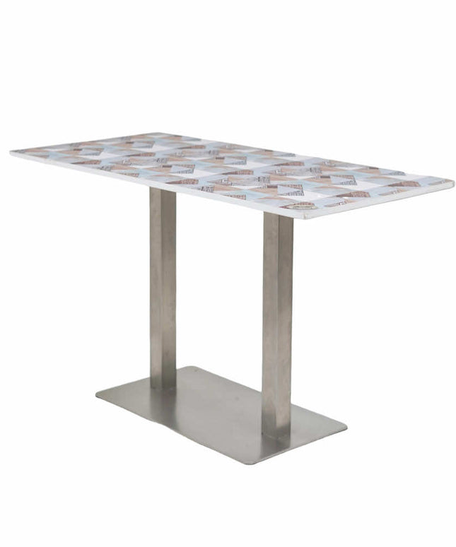 Icon SS Square 4 Seater Table With Designer Top