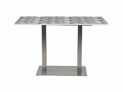 Icon SS Square 4 Seater Table With Designer Top