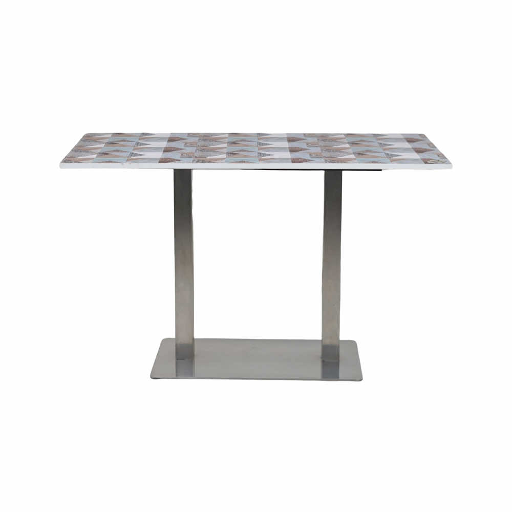 Icon SS Square 4 Seater Table With Designer Top