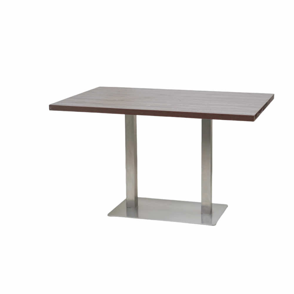 Icon SS Square 4 Seater Table With Walnut Top