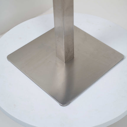 Icon SS Single Pillar Table Base Tile Top With Gold Metal Edge Banding