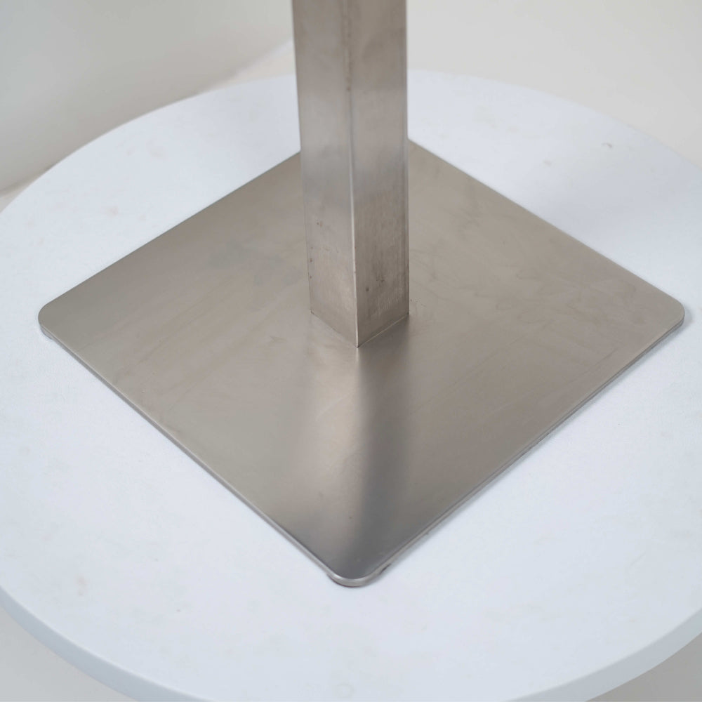 Icon SS Single Pillar Table Base Tile Top With Gold Metal Edge Banding