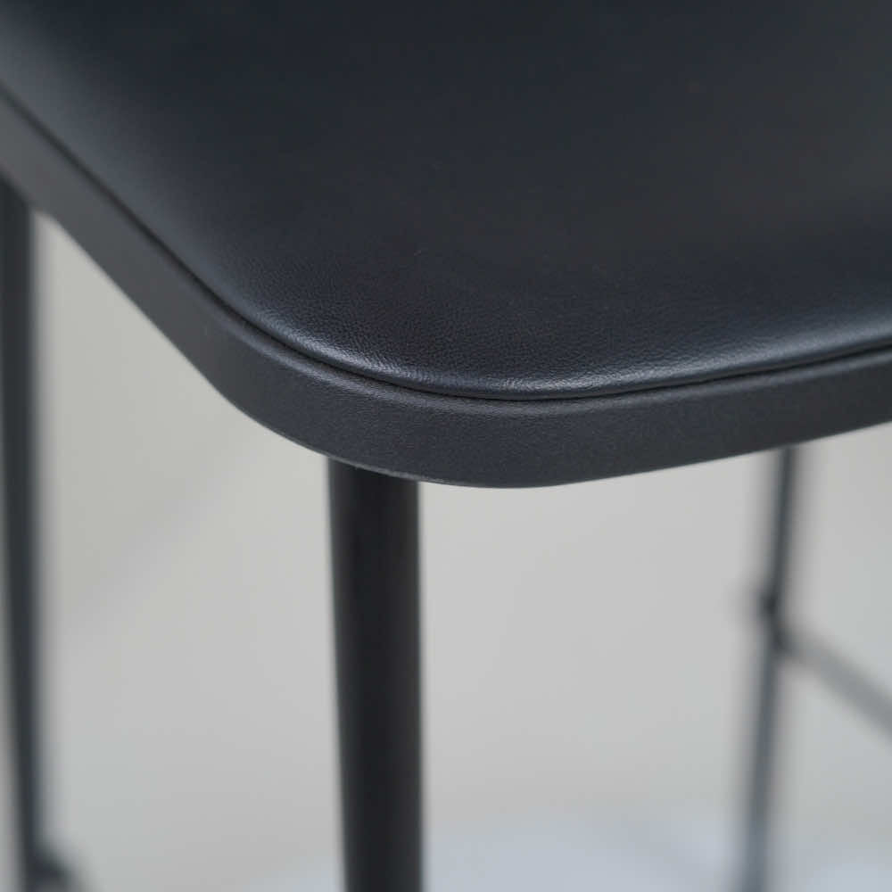 Lander Black Bar Stool with Cushion and Solid Pipe