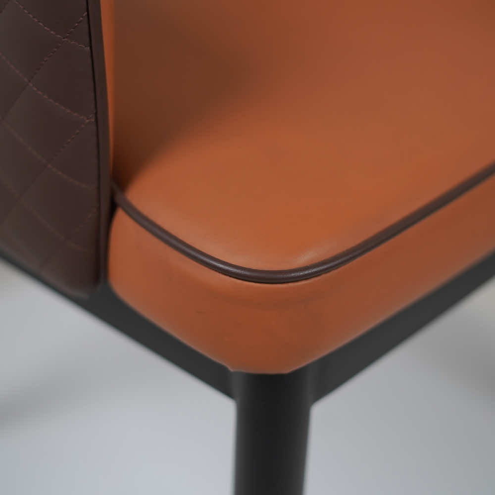 Mark Leather Dining Chair in Orange Color