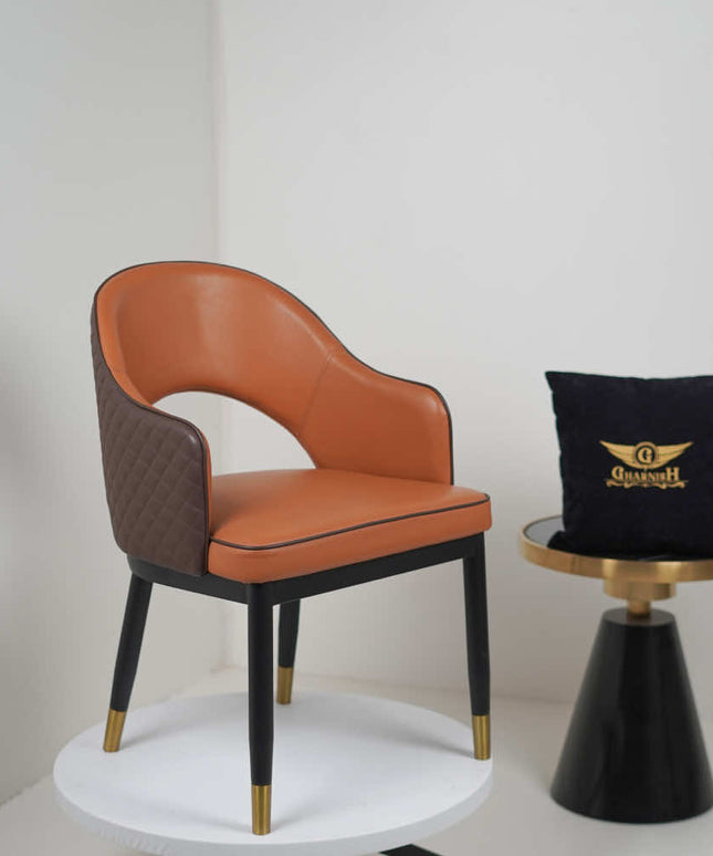 Mark Leather Dining Chair in Orange Color