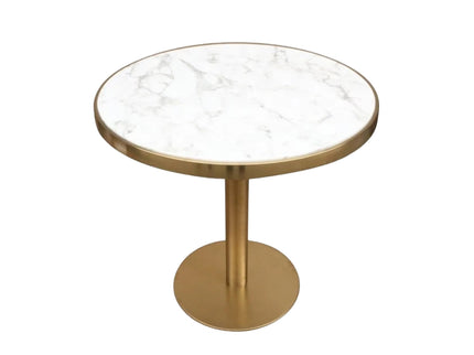 Mill gold 2 seater restaurant table with marble top