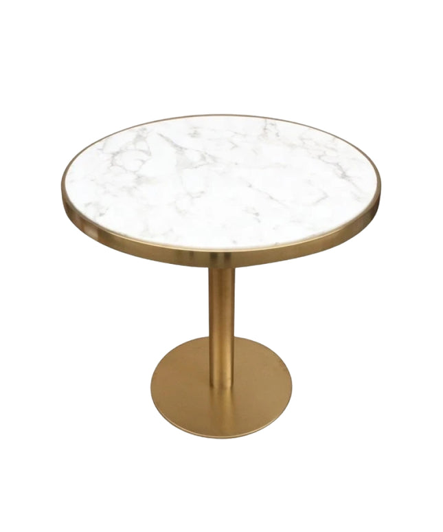 Mill gold 2 seater restaurant table with marble top