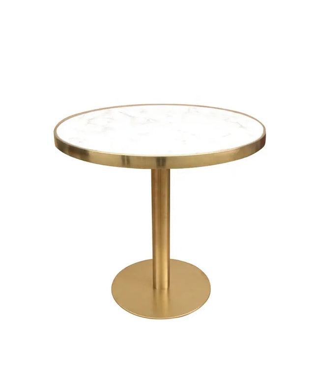 Mill gold 2 seater restaurant table with marble top