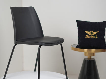 Nato Black PVC Cafe Chair with Cushion
