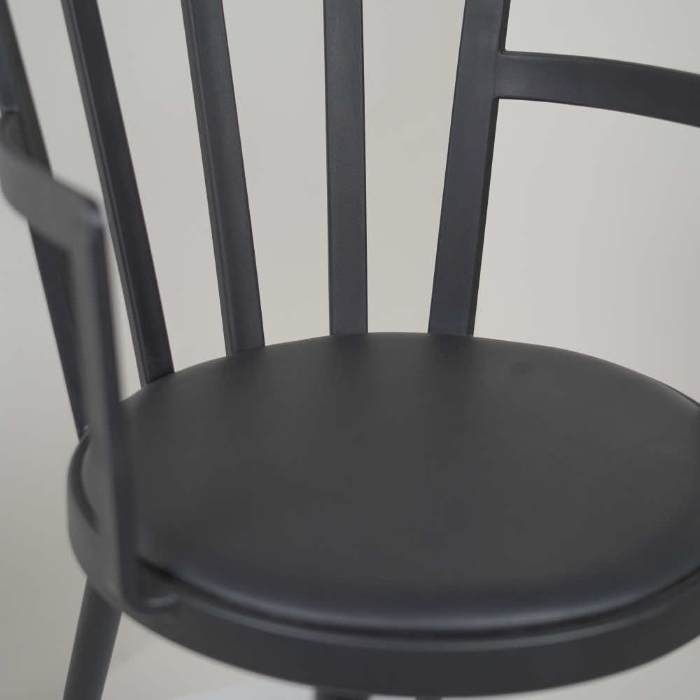 Pacify Black PVC Cafe Chair With Cushion