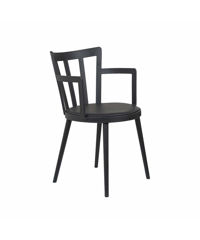 Pacify Black PVC Cafe Chair With Cushion