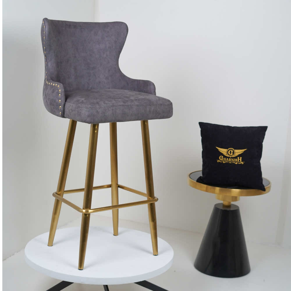 Polar Bar Chair With Gold Finish Metal Legs