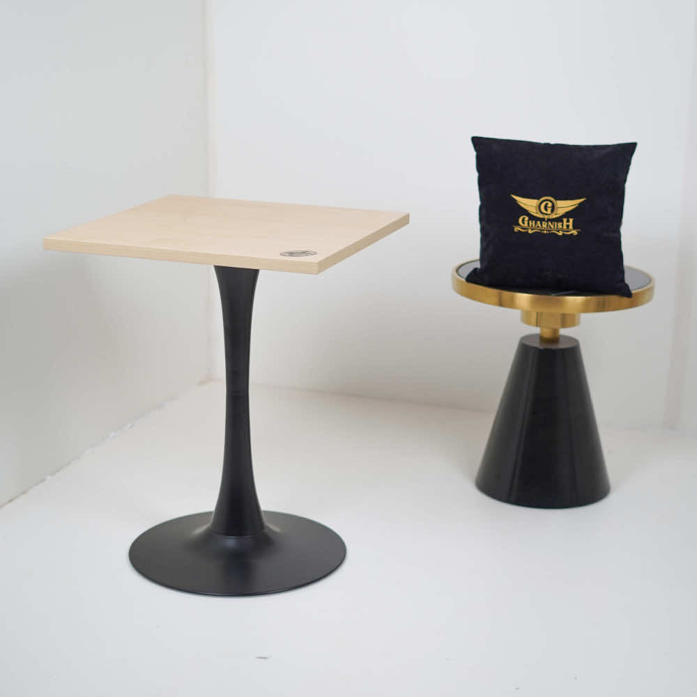 2 Seater Pole Table With Beige Top