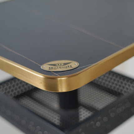 Precast Bar Table Tile Top With Gold Metal Edge Banding