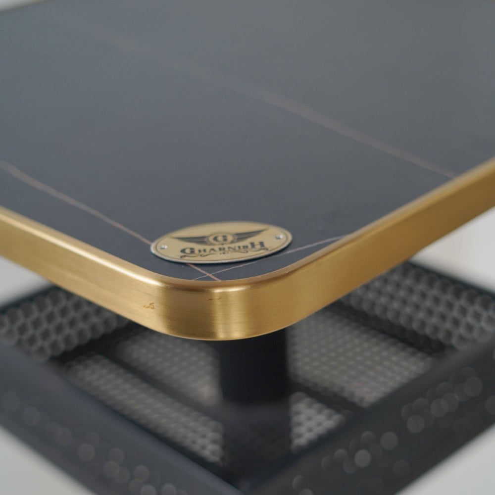 Precast Bar Table Tile Top With Gold Metal Edge Banding
