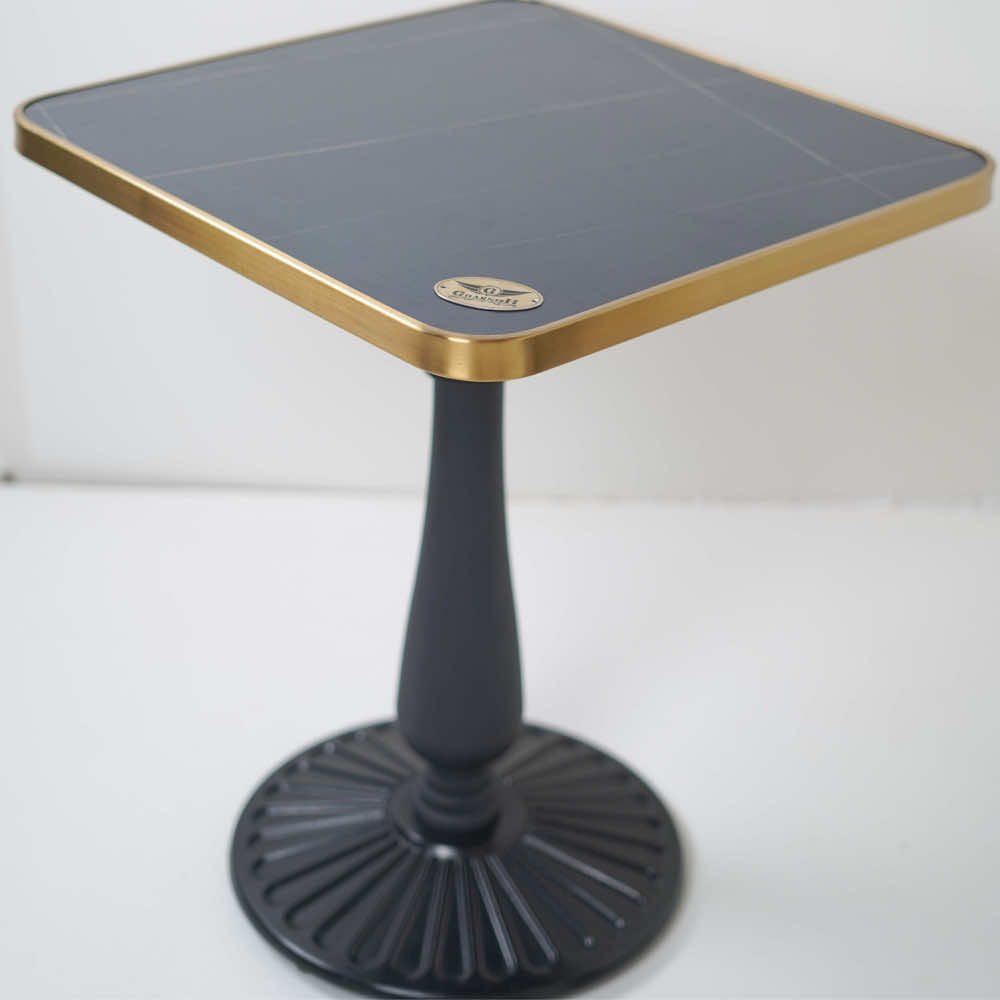 Precast Table Base Tile Top With Gold Edge Banding