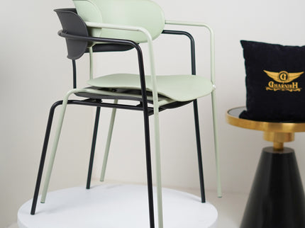 Siren Black Cafe Chair with metal base and PVC