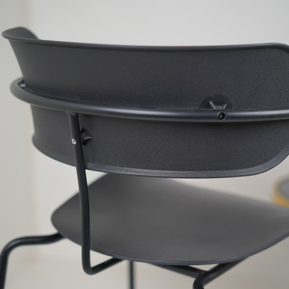 Siren Black Cafe Chair with metal base and PVC