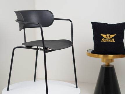 Siren Black Cafe Chair with metal base and PVC