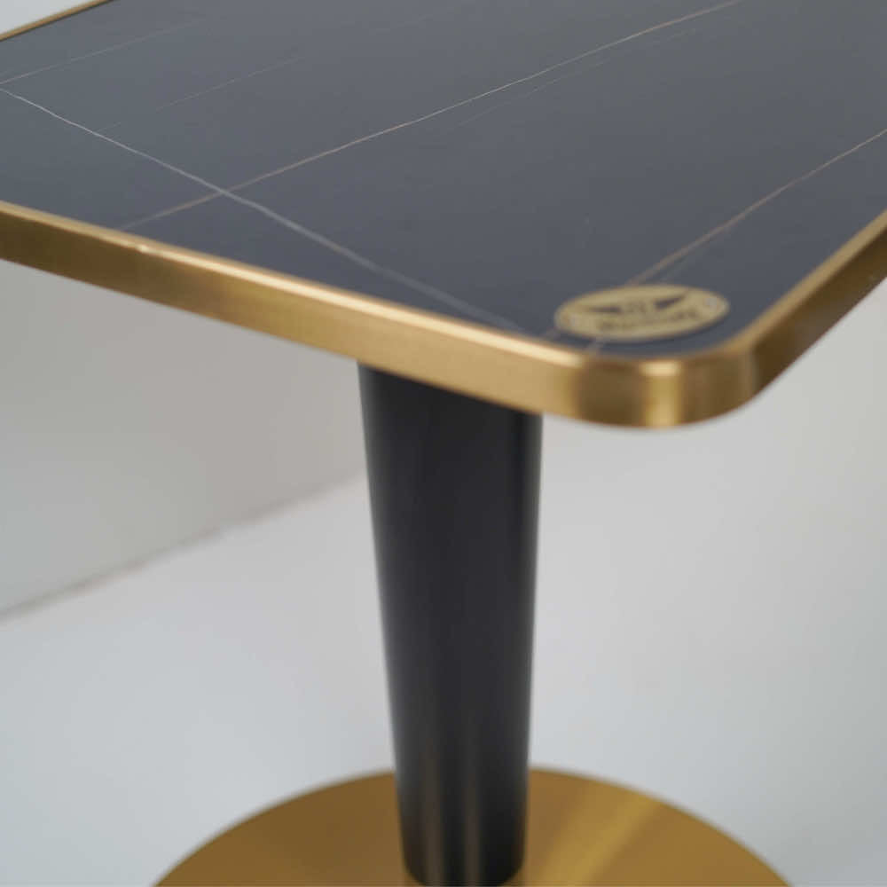 Vally Gold Table Base Tile Top With Golden Edge Banding