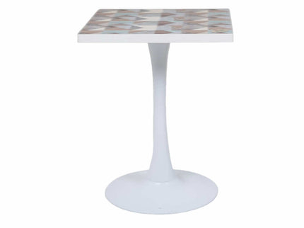 2 Seater White Pole Table With Designer Top